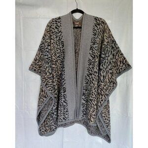 Eyeful Wool Blend Animal Print Wearable Blanket Shawl Wrap Poncho Winter Warm